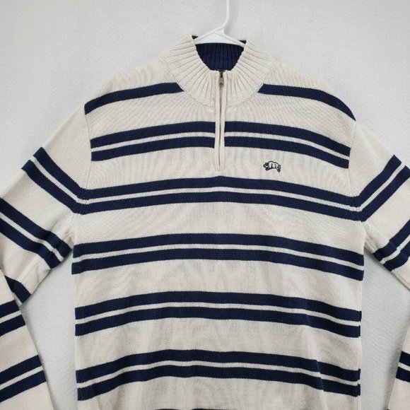 AMERICAN RAG Sweater Men's Long Sleeve Striped 1/4 Zip Pullover White Large - Picture 12 of 12